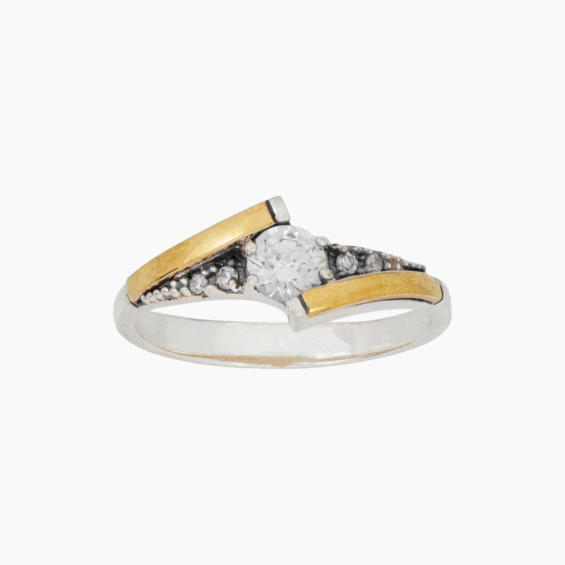 Anillo en Plata y Oro con circonias Anillo En Plata Y Oro Con Circonias