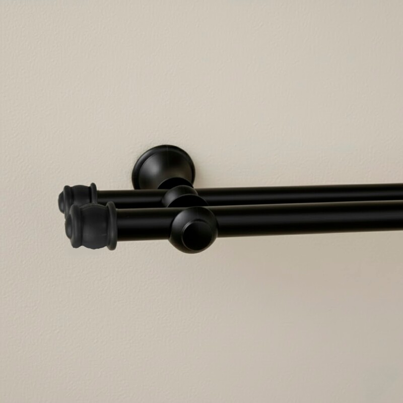 Barrote cortina metal EuroClassic DUO 1,5m + 2 soportes NEGRO