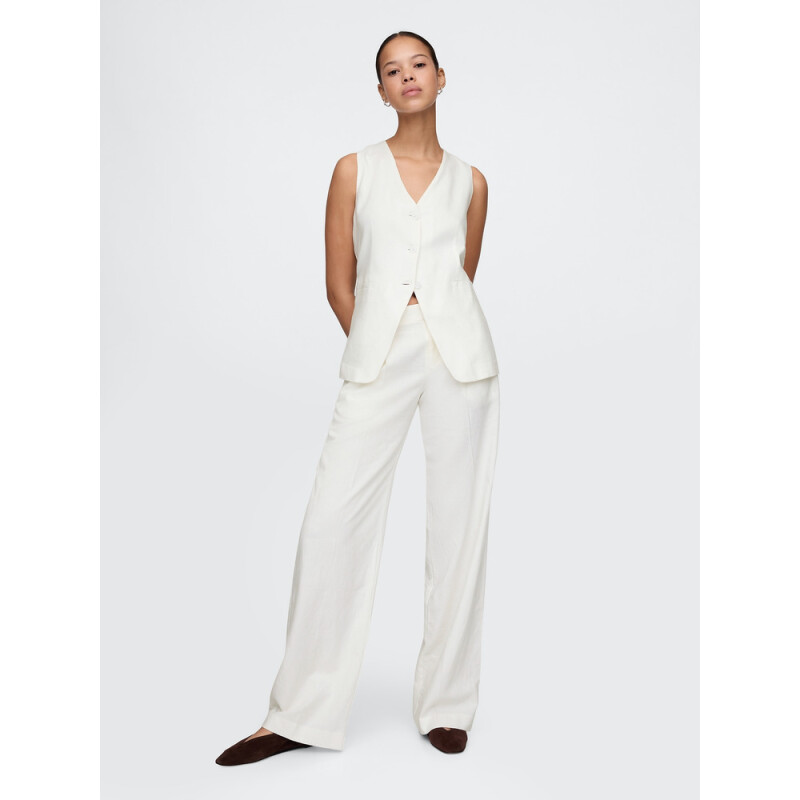 SL LONG LINE VEST - LINEN NEW OFF WHITE