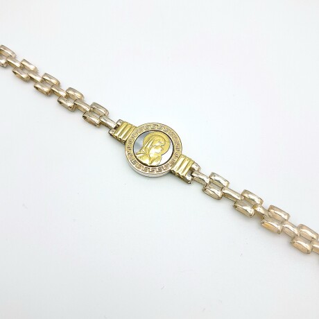 Pulsera de plata 925, double en oro 18 ktes y nácar, VIRGEN NIÑA. Pulsera de plata 925, double en oro 18 ktes y nácar, VIRGEN NIÑA.