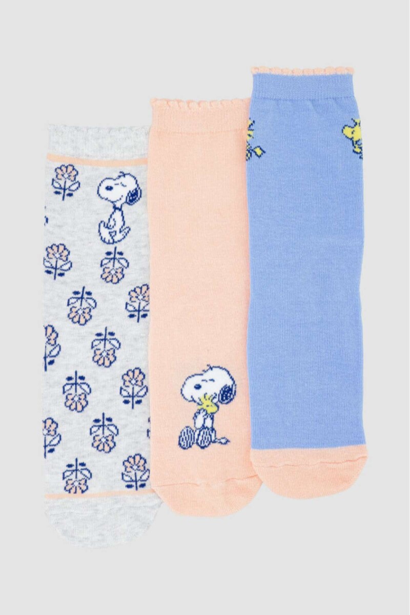 Pack x3 medias algodon infantil media caña snoopy - Variante 26 