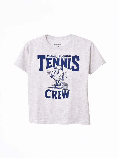 REMERA OVER CREW GRIS MELANGE M