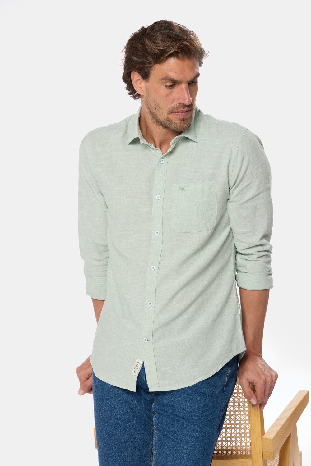 CAMISA DE LINO Menta