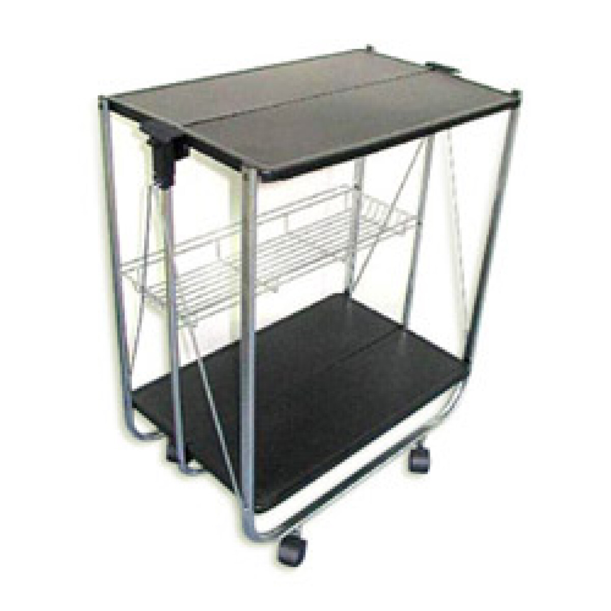 CARRITO PLEGABLE 3NIVELES 40x63x70CM NEGRO Y METAL 