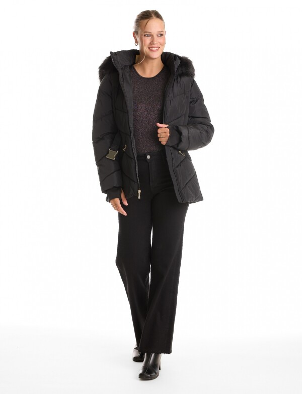 Campera Abrigo Cinto NEGRO