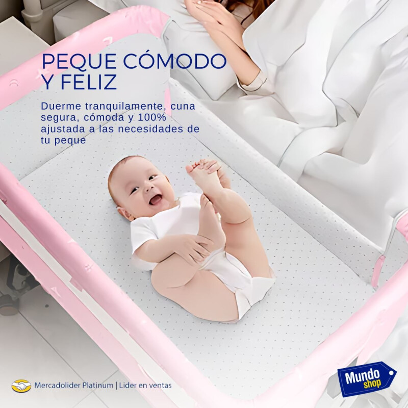 Cuna Colecho Moises Con Ruedas Y Mosquitero Bebe Rosa