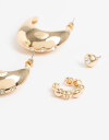 Aros Sets Strass Aros Argolla Set Metal Y Strass - Dorado