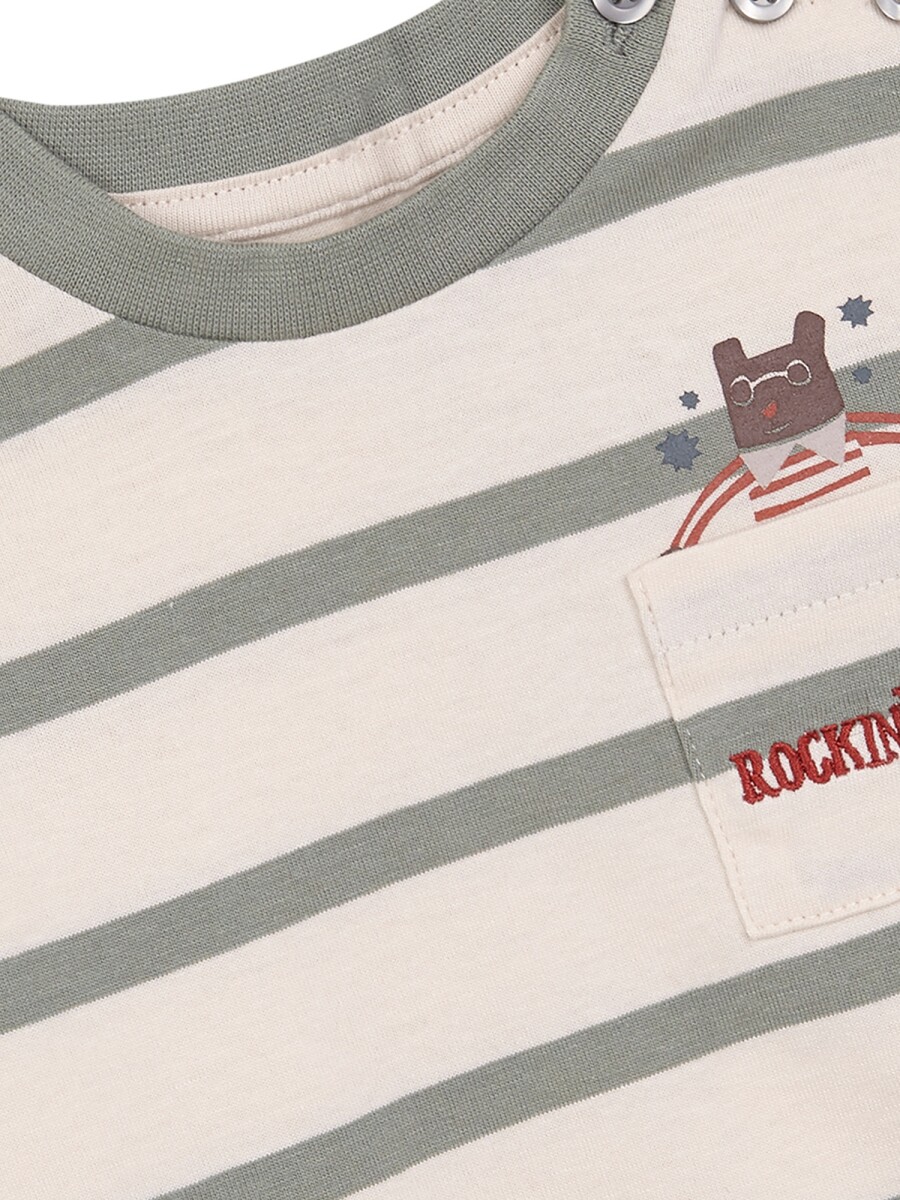 Camiseta Con Print Verde Suave