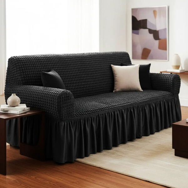 Funda para sillón de 3 cuerpos tela elastizada Negro