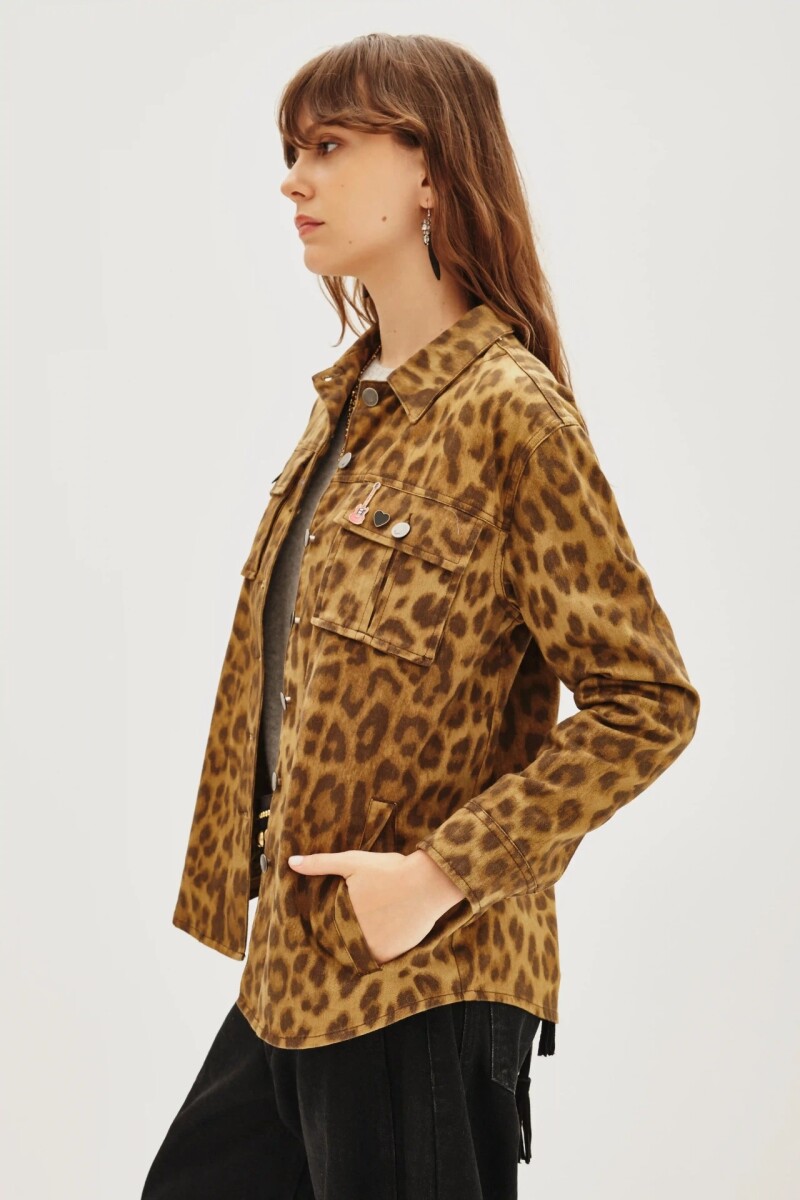 Campera Canvas Leopard Verde