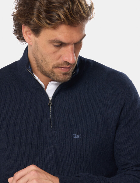 BUZO TEXTURADO MEDIO CIERRE Azul