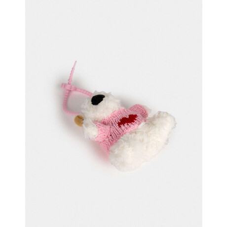 Llavero Y Charm De Perrito Con Sweater Blanco Crema