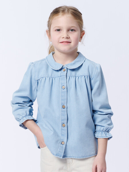 Blusa cuello volado jean Celeste