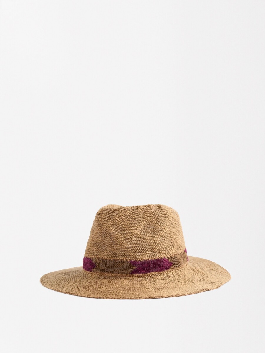 Sombrero De Punto Con Detalle Decorativo natural