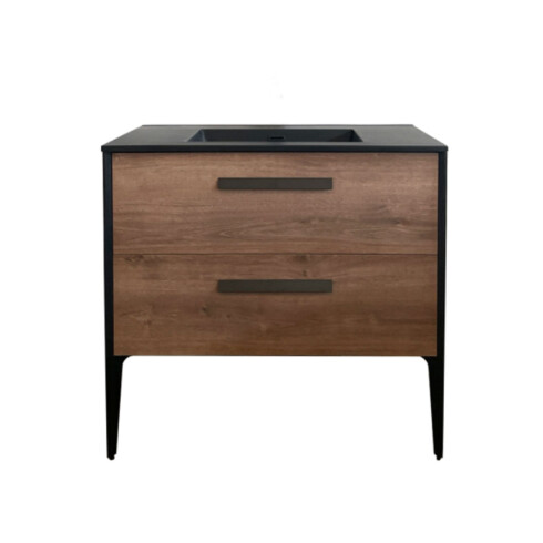 MUEBLE MDF 90x46x82cm COLOR CHERRY BACHA NEGRA - SERIE GIGLIA GAMAS DE MARRON
