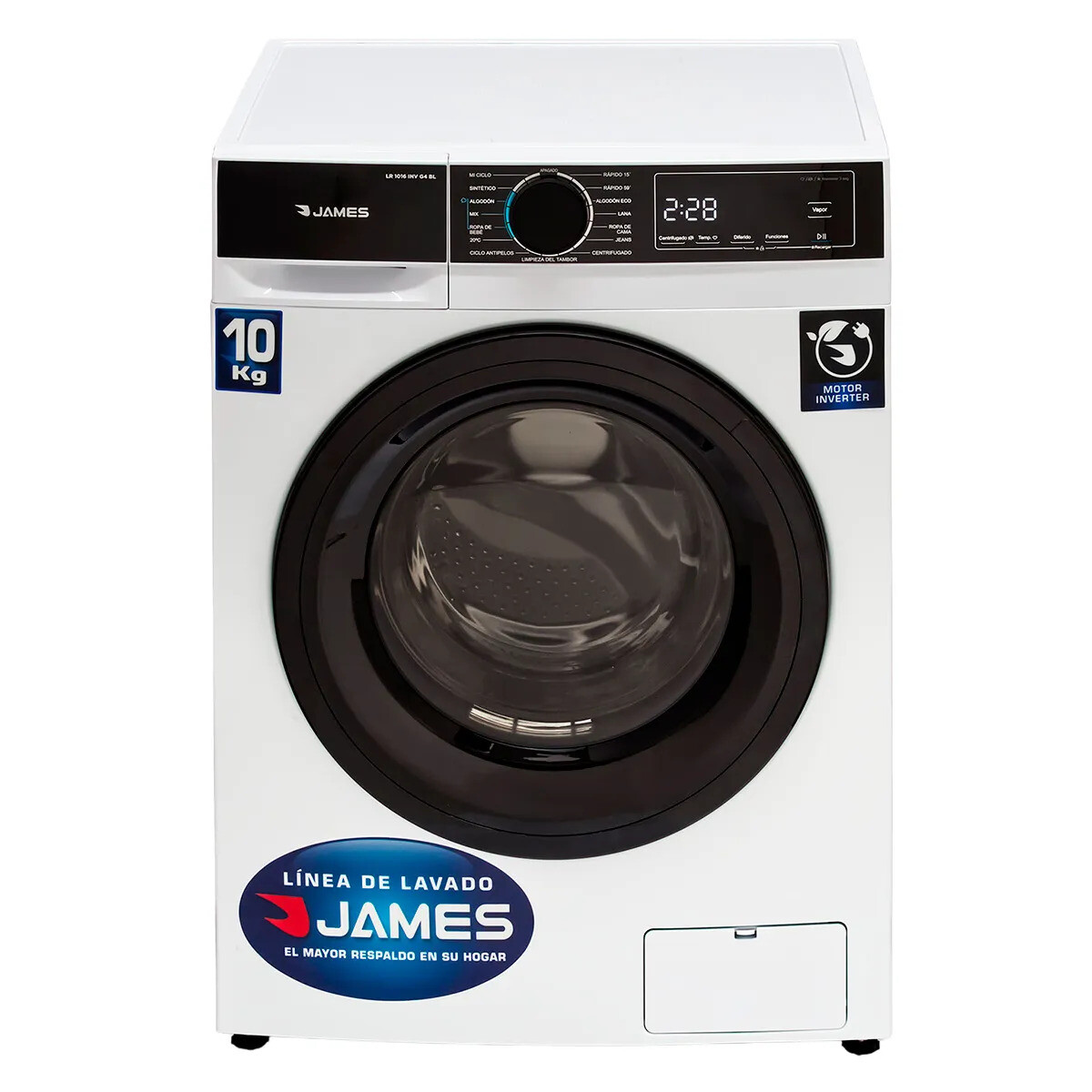 Lavarropas 10 kg carga frontal James LR1016 - BLANCO 