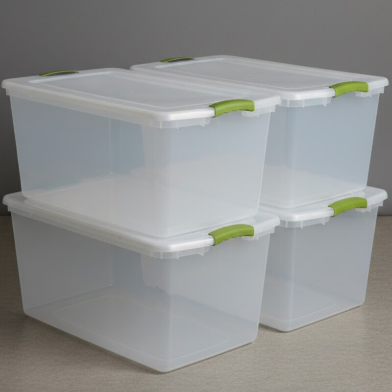 Set x4 caja organizadora 61 lts Wenbox TRANSPARENTE