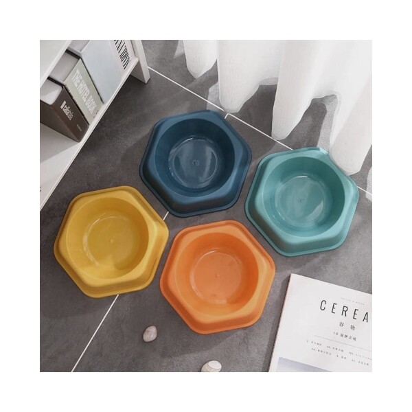 Plato Hexagonal Mascota Cachorros Comida Agua Plástico Atrix Variante Color Celeste