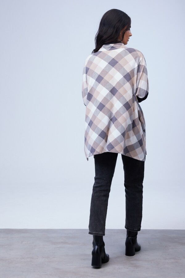 Cardigan Oversized Zip MULTI/BEIGE