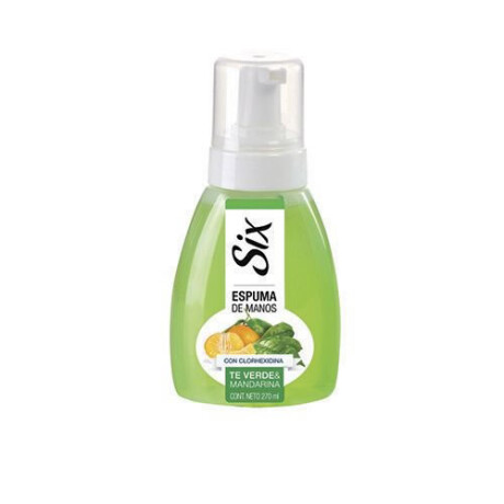 Six Espuma Manos Té Verde y Mandarina – Espuma limpiadora de manos Six Espuma Manos Té Verde y Mandarina – Espuma limpiadora de manos