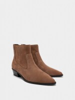 Botines De Piel Con Pespuntes camel
