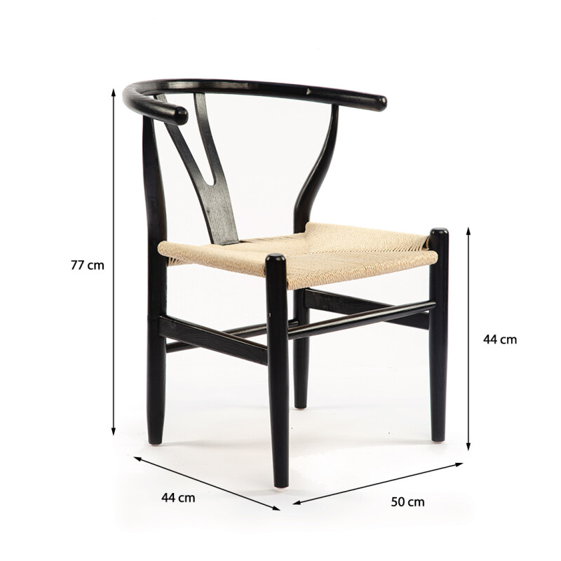 Silla Wishbone Negro con natural
