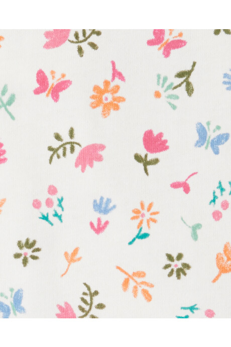 Set dos piezas de algodón, short y body con volados, diseño floral Sin color