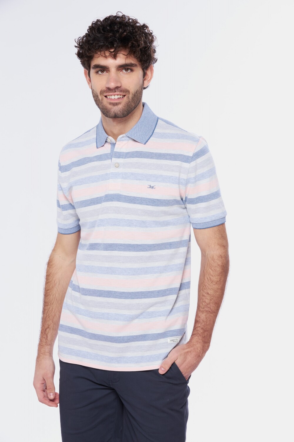 REMERA POLO RAYADA Gris