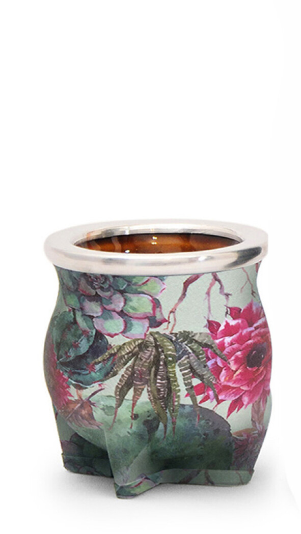 MATE DE CERÁMICA CHICO DELTA CACTUS FLOREADO VERDE