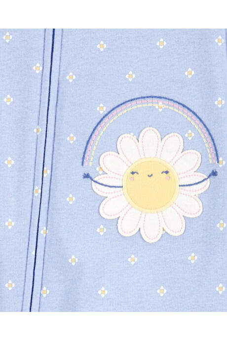 Pijama una pieza de algodón con pie diseño margaritas Sin color