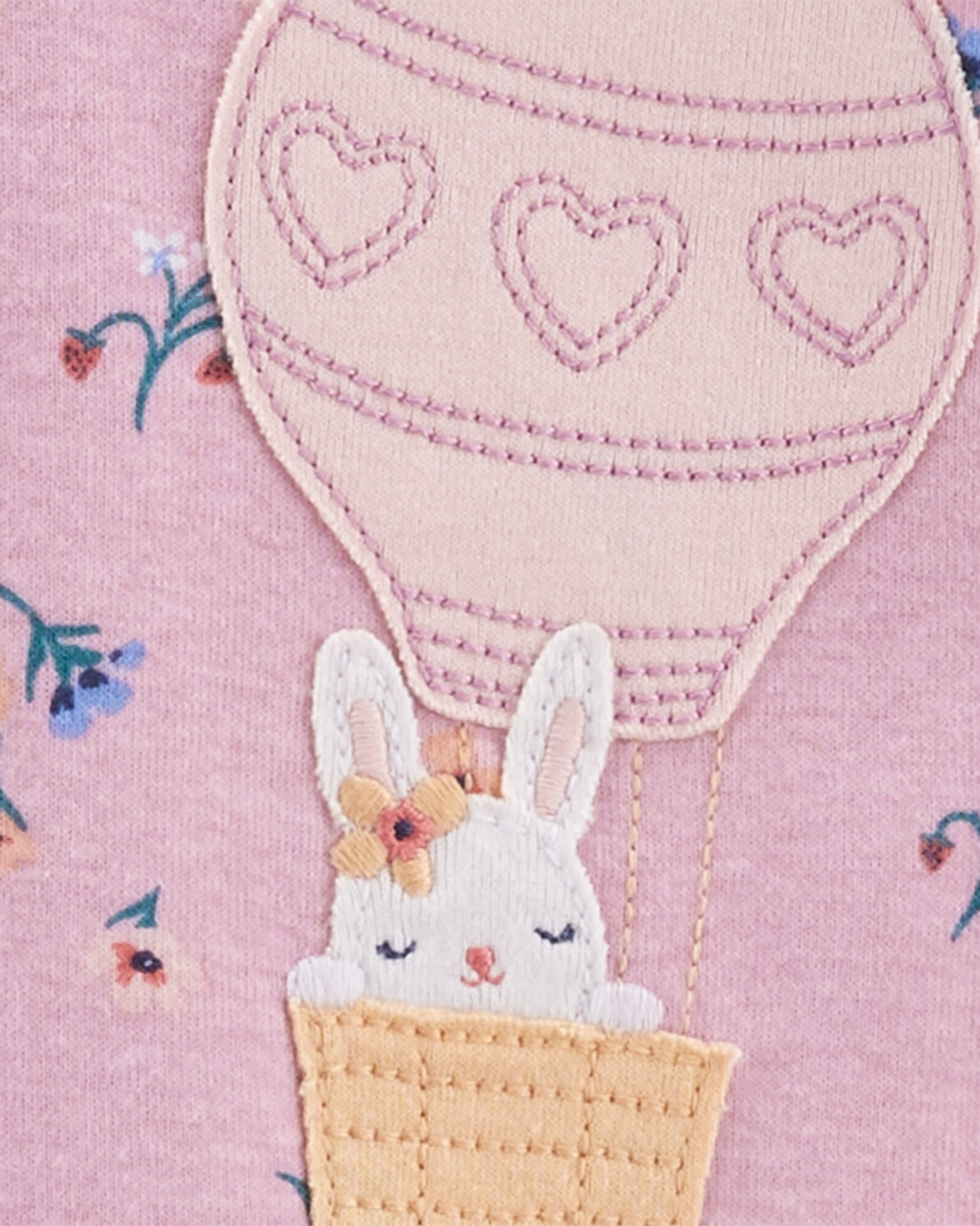 Pijama una pieza de algodón con pie diseño floral Sin color