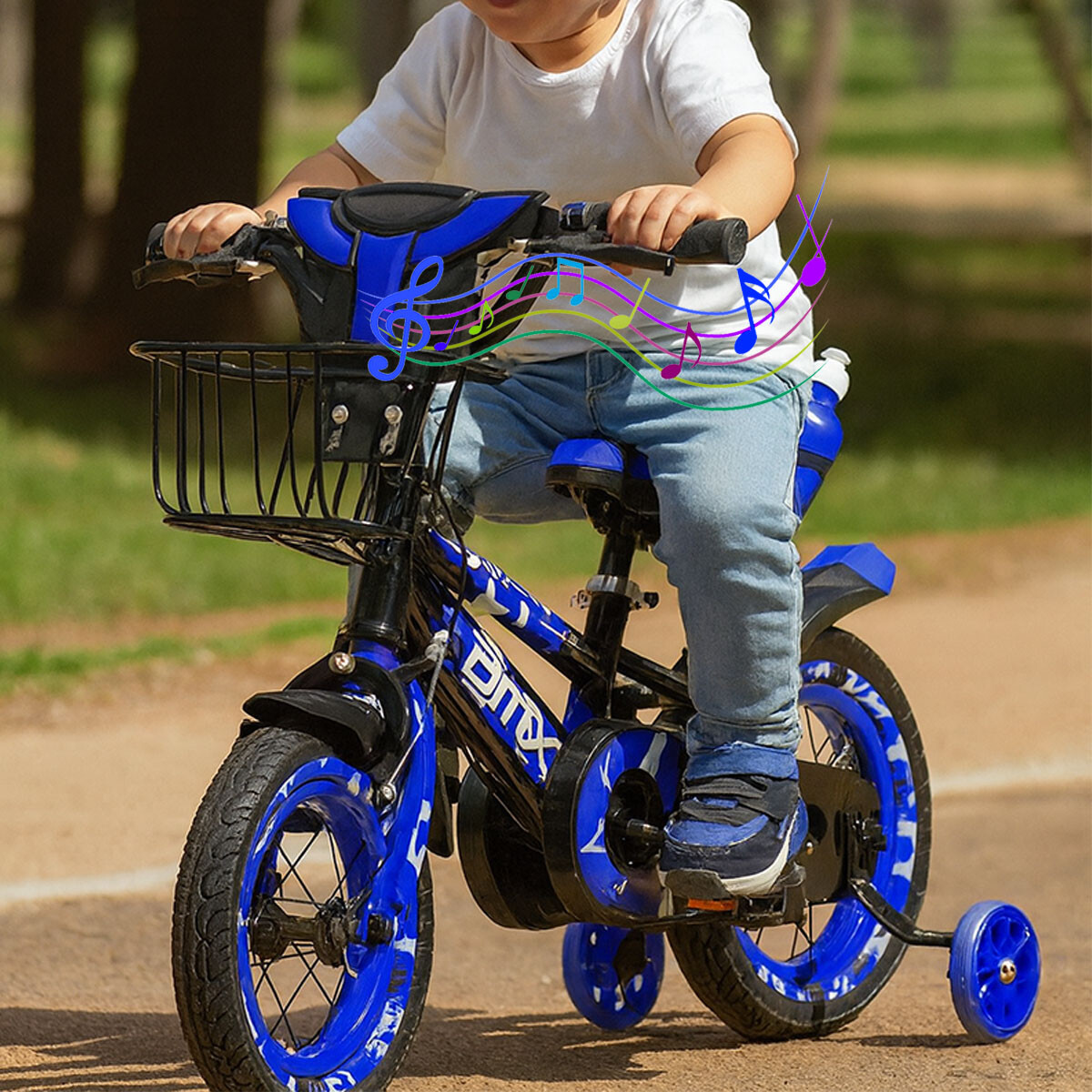 Bicicleta BMX con música y luz Rodado 12 - Azul 