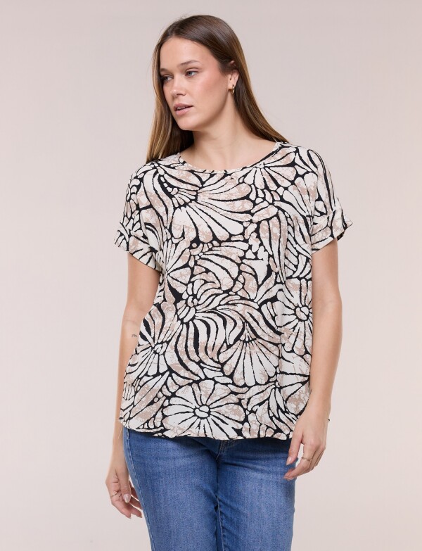 Blusa Holgada Printed NEGRO/BEIGE