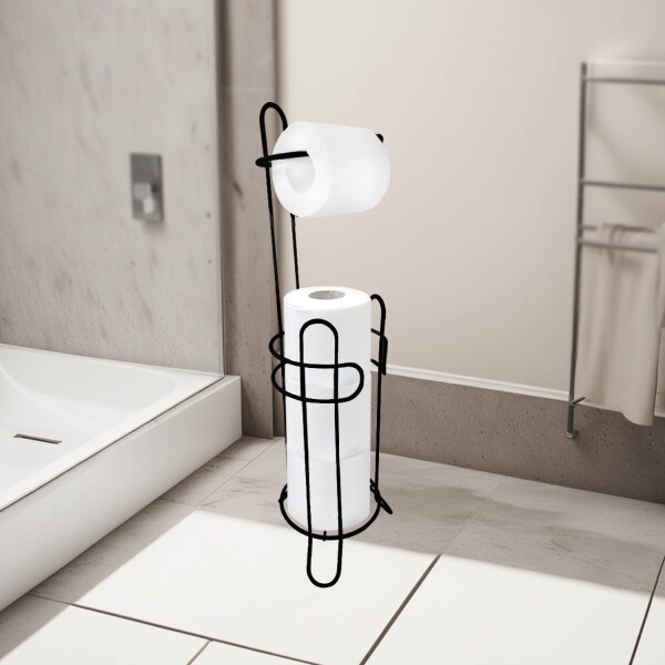 Porta Rollo Baño Soporte Papel Higienico De Pie Negro Mate PRP001 Porta Rollo Baño Soporte Papel Higienico De Pie Negro Mate PRP001