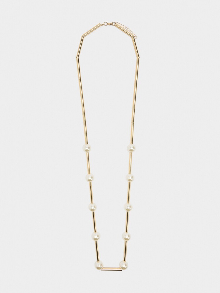 Collar Largo De Perlas blanco