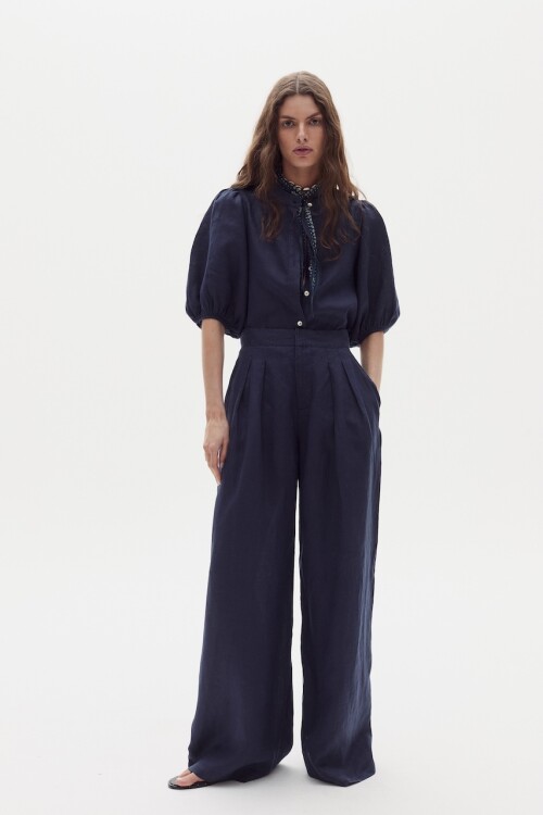 Pantalón Lara en Lino Navy