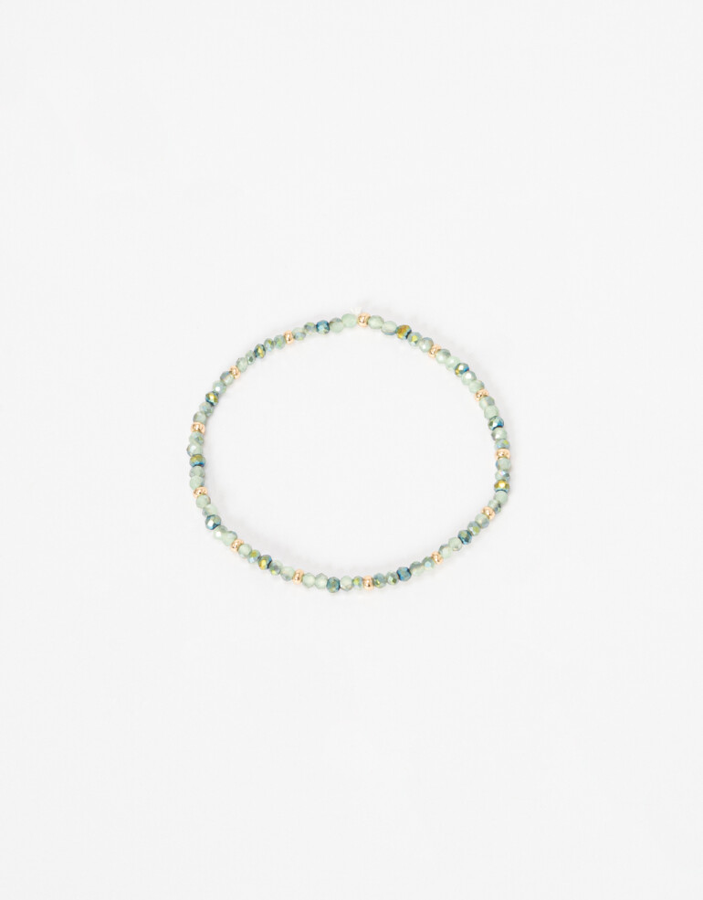 Pulseras Elásticas Color Pulsera De Beads Facetados - Verde Medio