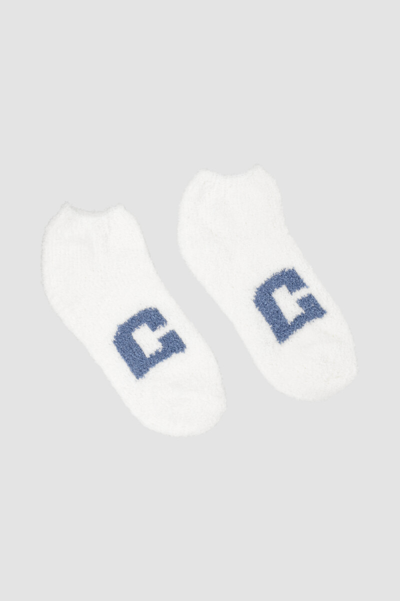 Medias damas corta chenille con antideslizante - Blanco 