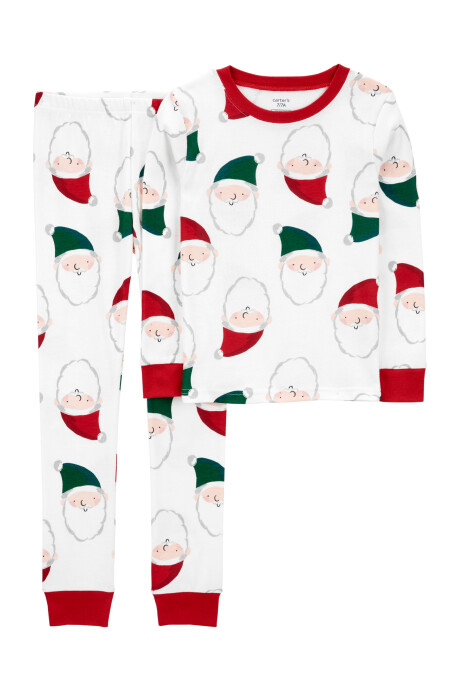 Pijama dos piezas de algodón, pantalón y remera, diseño navideño. Talles 6-8 Sin color