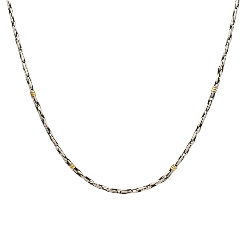 Cadena Rolo rectangulo-Plata y Oro-Sin Piedra-CD5006 sinpiedra