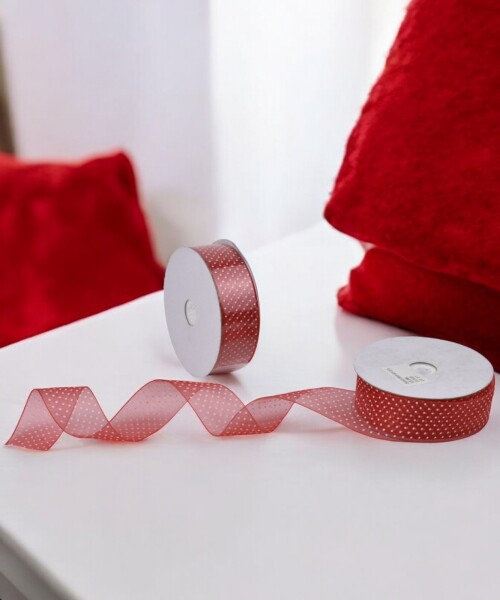 Cinta organza con puntos - 23 mts ROJO