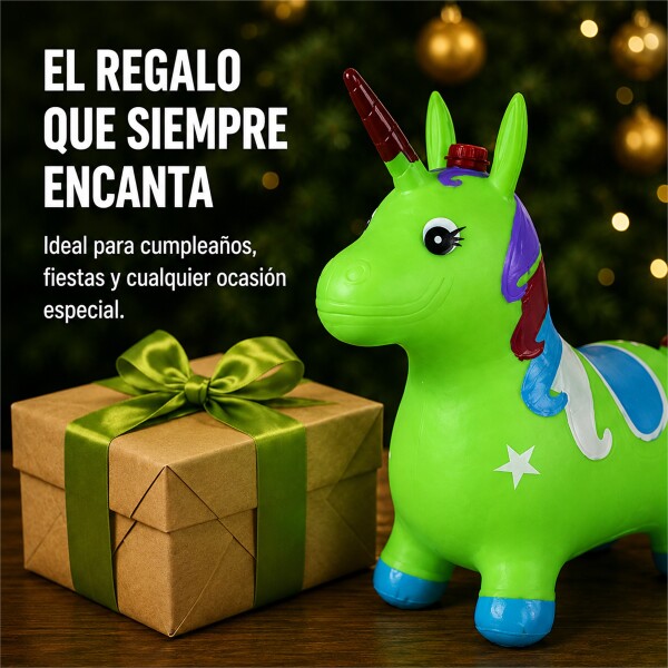 Unicornio Saltarín Inflable Infantil 58 x 55 cm Verde