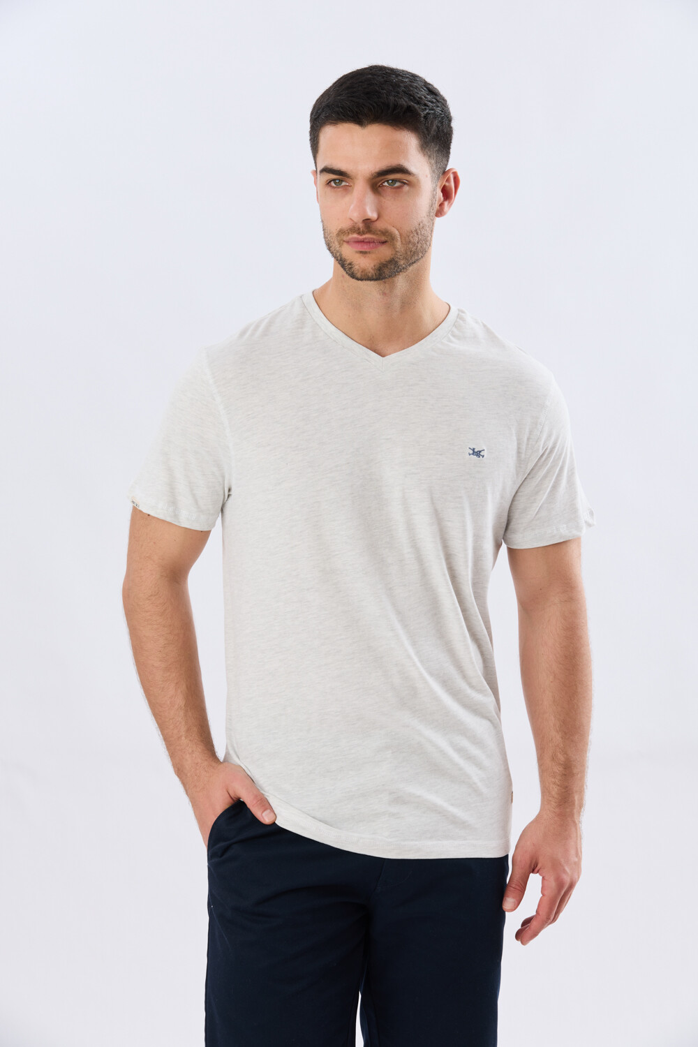 REMERA BÁSICA V DE ALGODÓN Gris