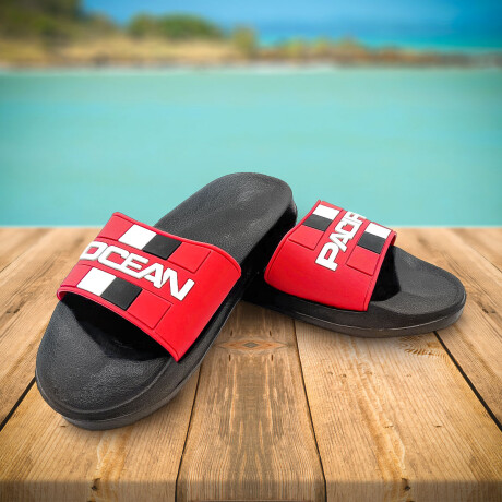 Chancletas Ocean Pacific Ojotas Unisex Playa Piscina Negro y Rojo