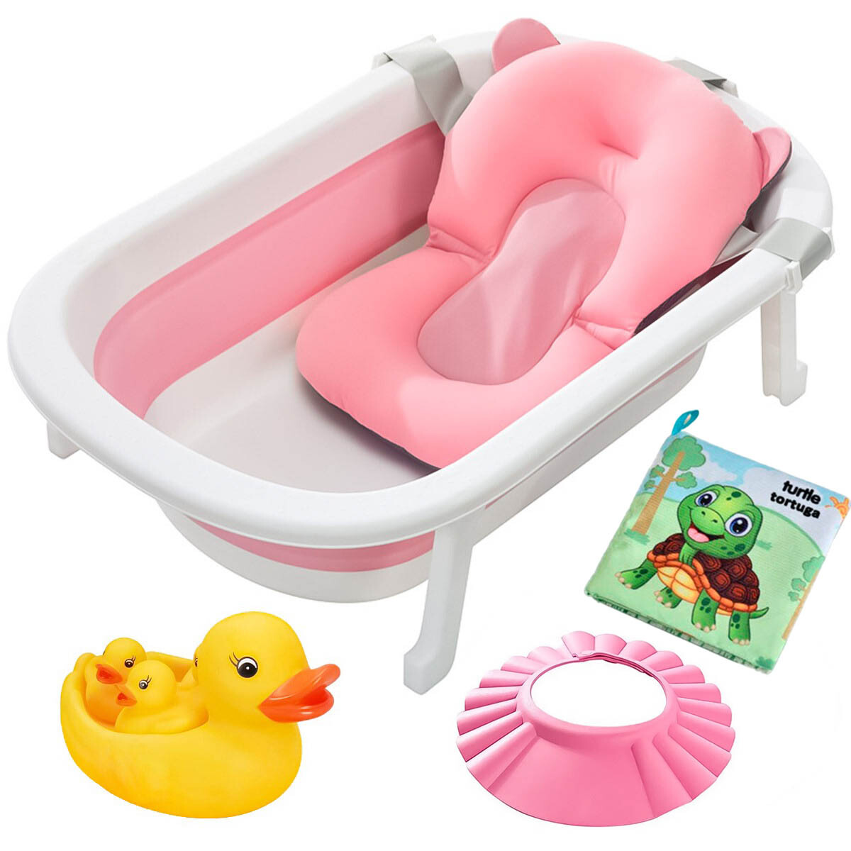 Bañito Bebé Plegable + Colchon Baby Splash - Rosa 