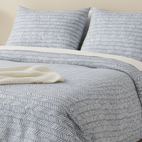 Juego Sábanas 1 Plaza Bukara 100% Microfibra 254-1 ZIG ZAG CELESTE