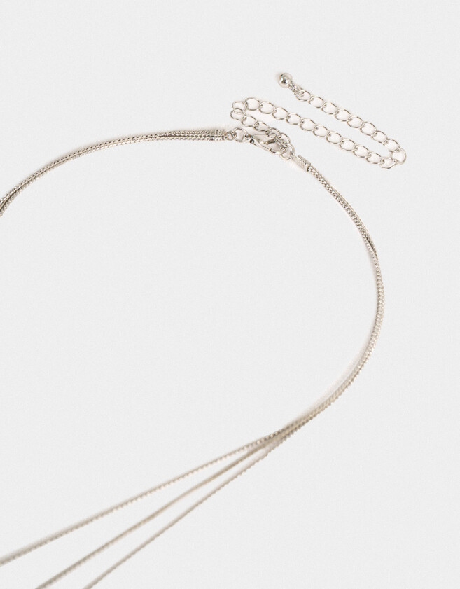 Collares Cortos Corazón Collar Con Corazones - Plateado