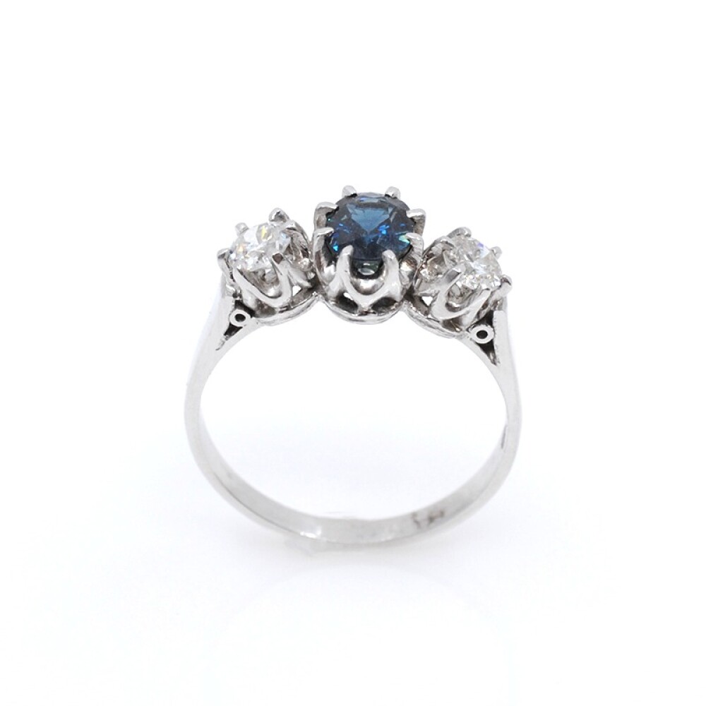 Anillo platino brillantes y zafiro Anillo platino brillantes y zafiro