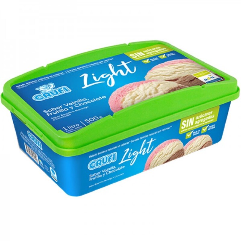 HELADO LIGHT VAINILLA, FRUTILLA Y CHOCO LIGHT 1LT CRUFI HELADO LIGHT VAINILLA, FRUTILLA Y CHOCO LIGHT 1LT CRUFI