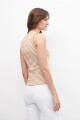 Musculosa canalé rayada beige